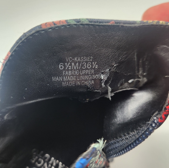 Vince Camuto Floral Fabric Embroidered Boots 6.5M - Picture 10 of 12